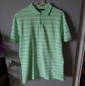 Nautica Men's Polo Shirt - Medium - Lime Green w/ White Stripes
